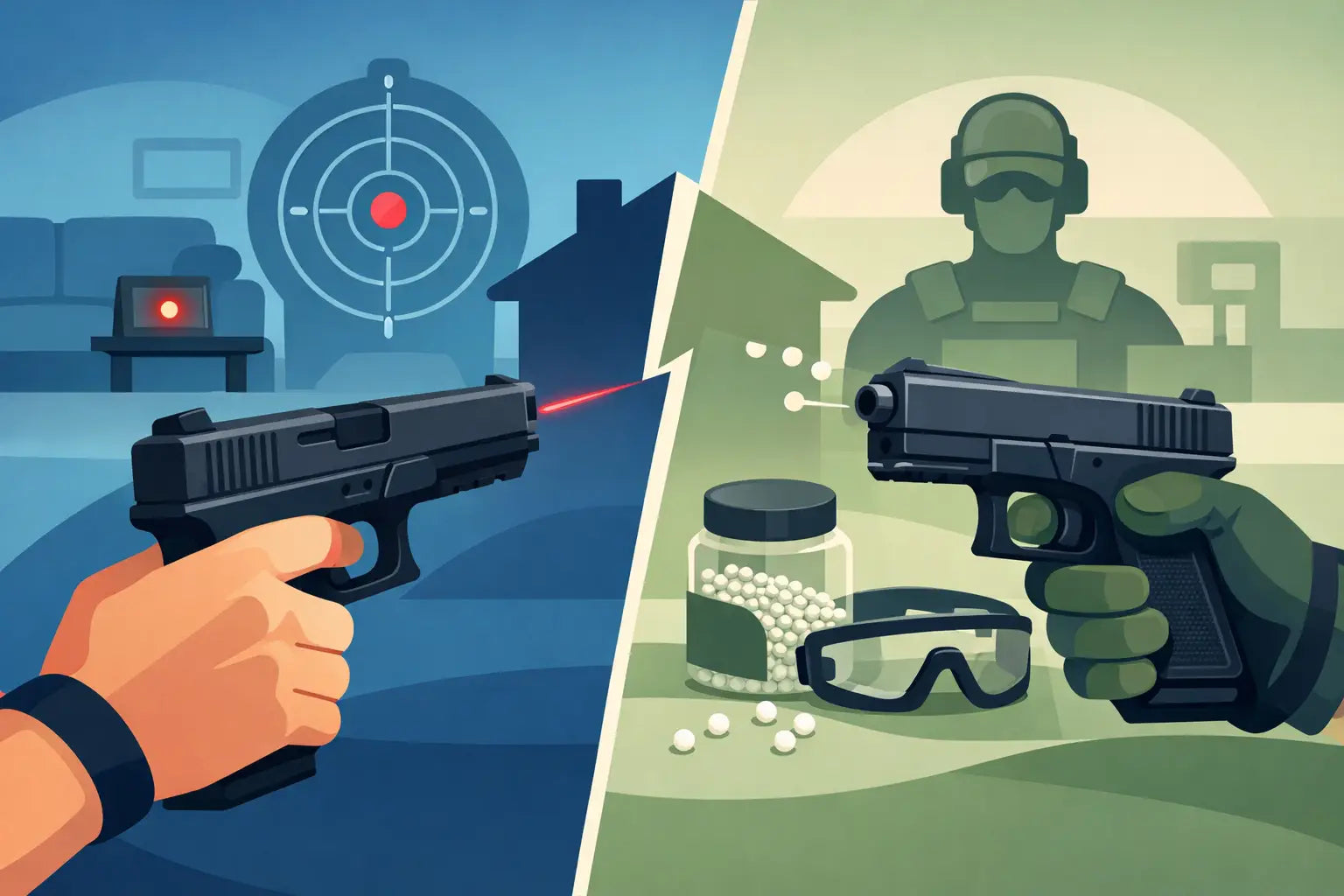 Laser Practice Versus Airsoft for Home Training